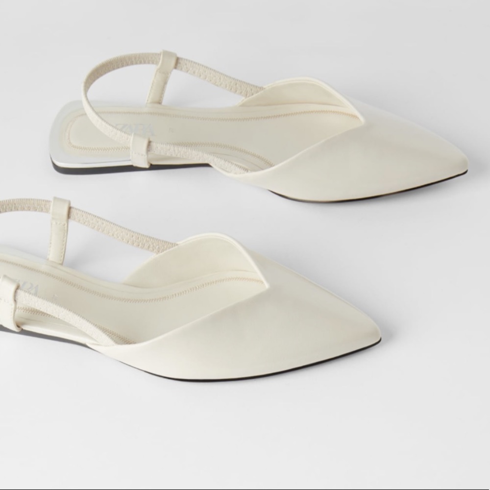 Zara cream pointed toe slingback a size 6.5